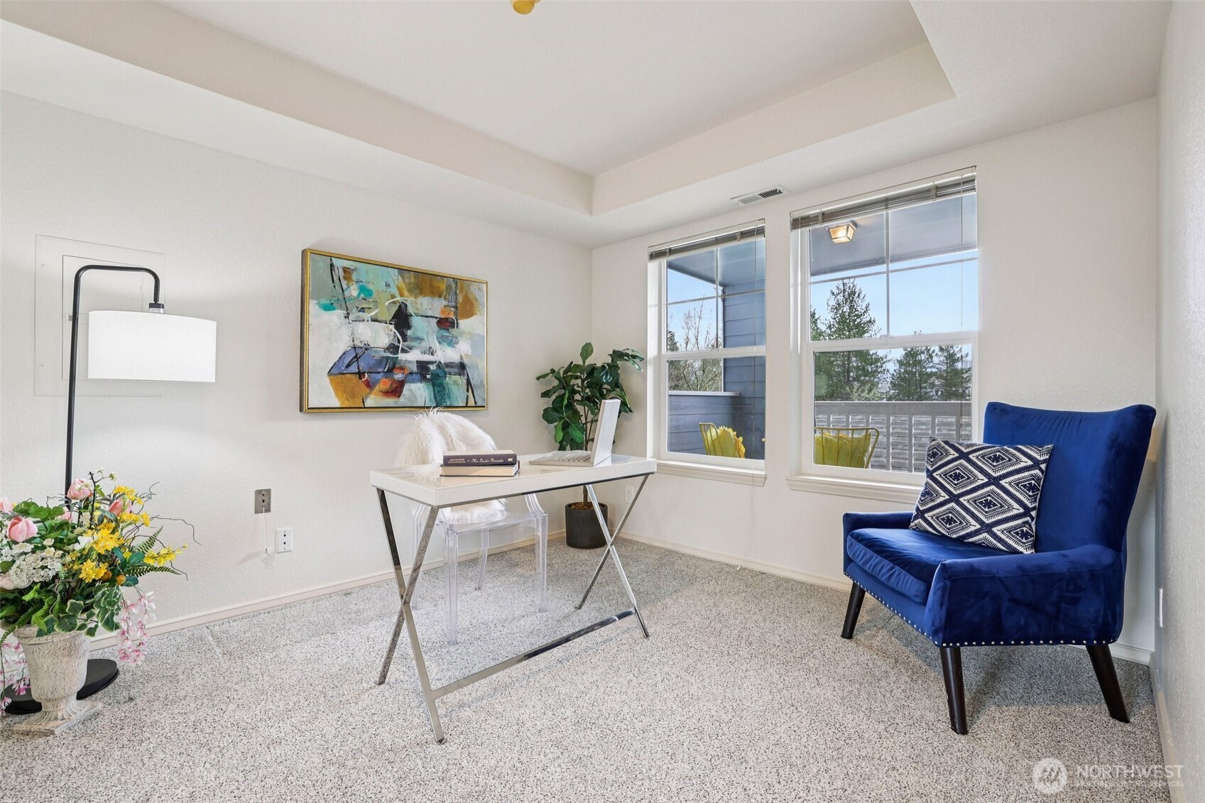 Pocket doors can be left open to create a combined space with living room