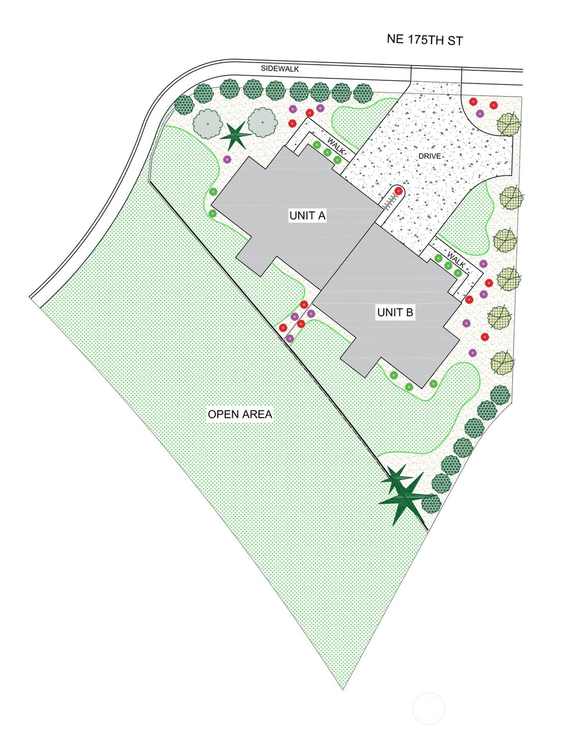 Site Plan. Verde Place is a 2 unit condo . . . . that lives like single family homes.