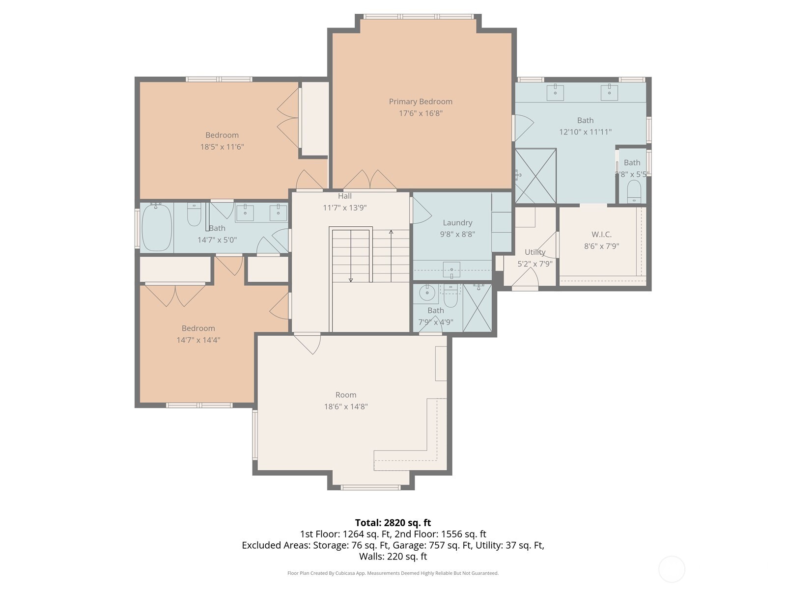 Upper level floor plan.