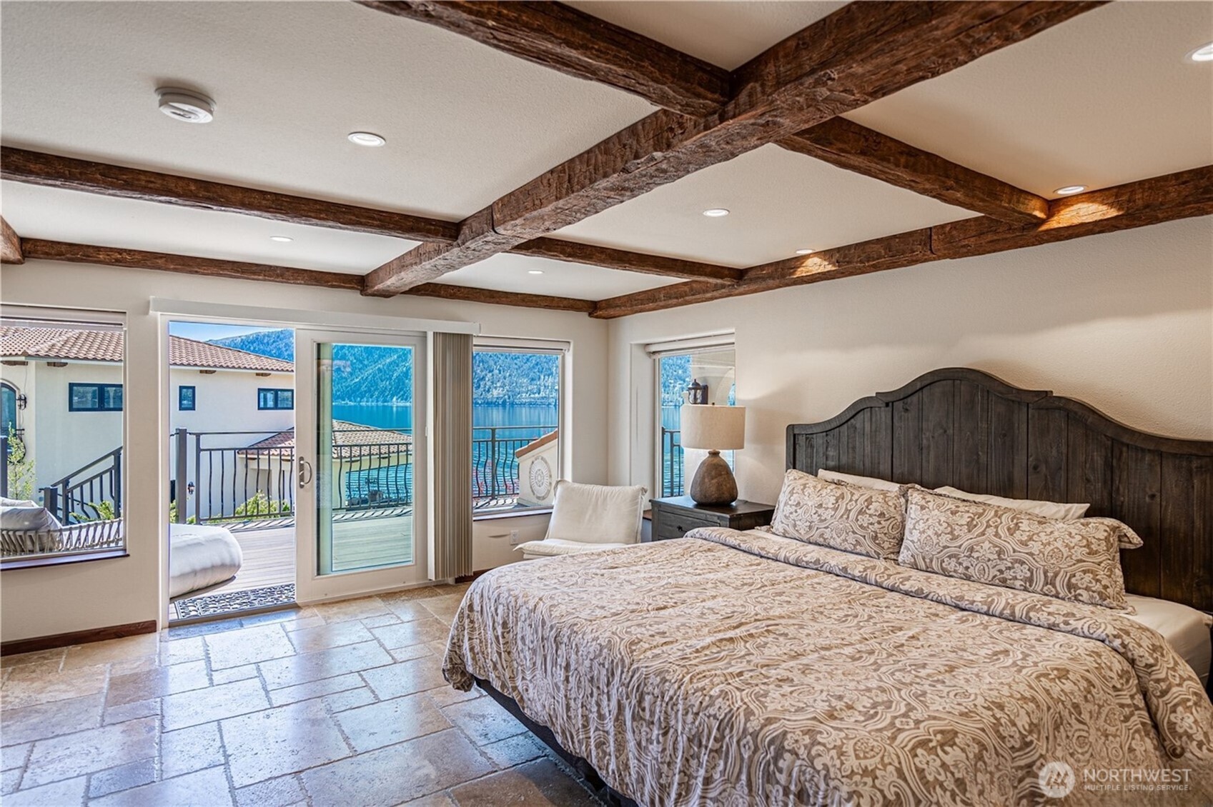 Second primary suite with lake views and walk-in closet.