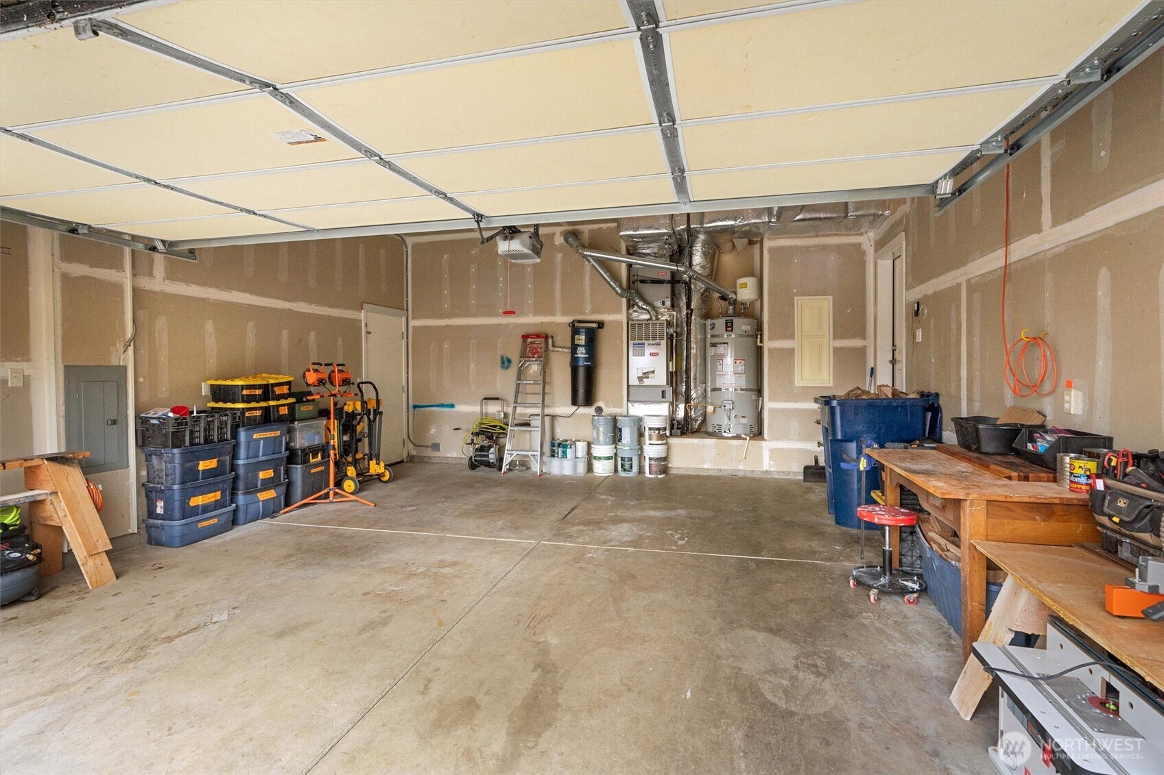 Extra Deep garage with overhead storage racks