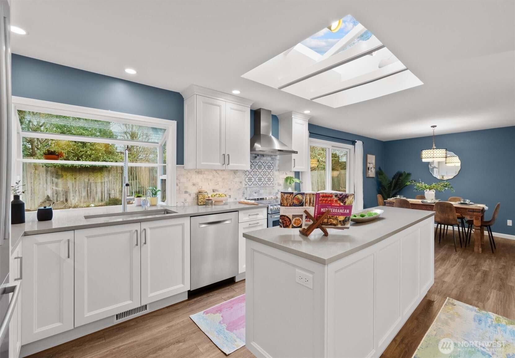 Reimagined layout with relocated kitchen.