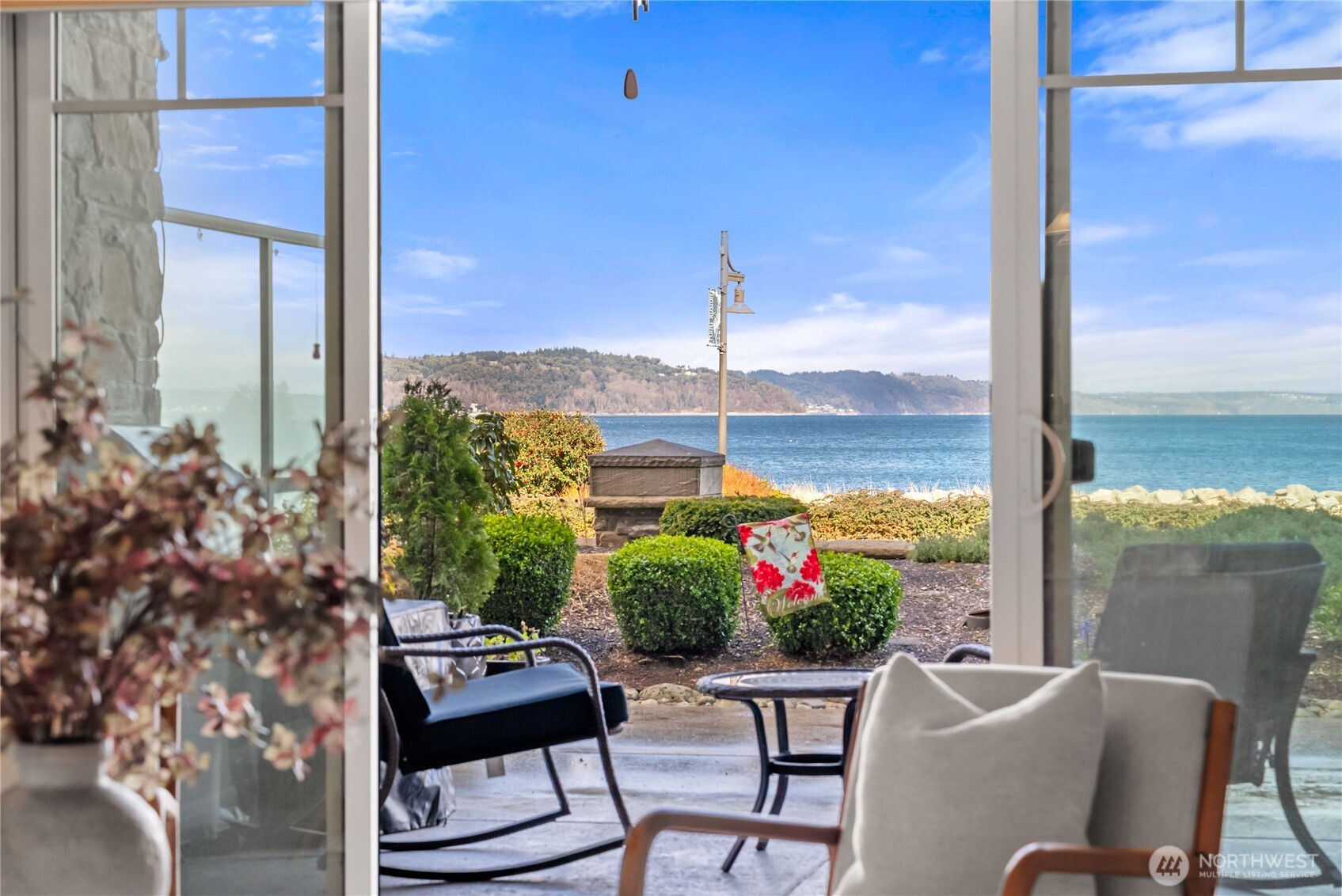 Year round views of the sound and mountains.