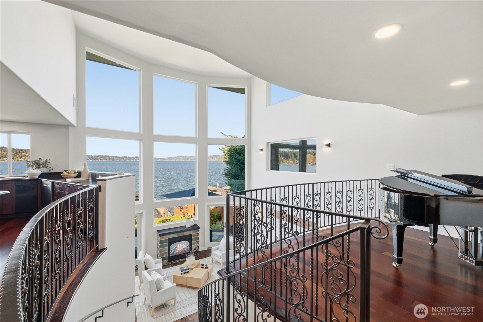 Grand Curved Wrought Iron Staircase