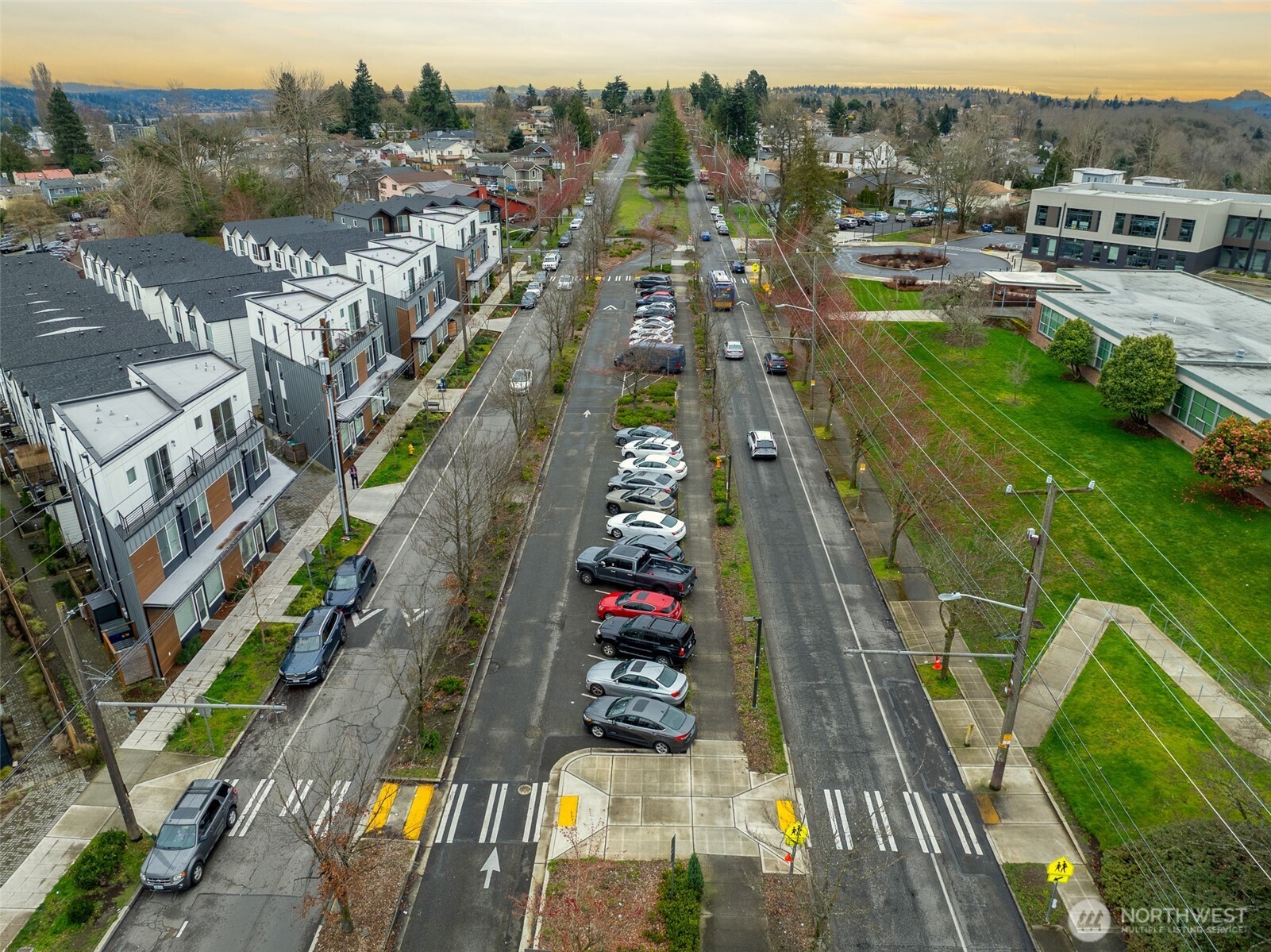 Abundant parking available in the median of Beacon Ave S
