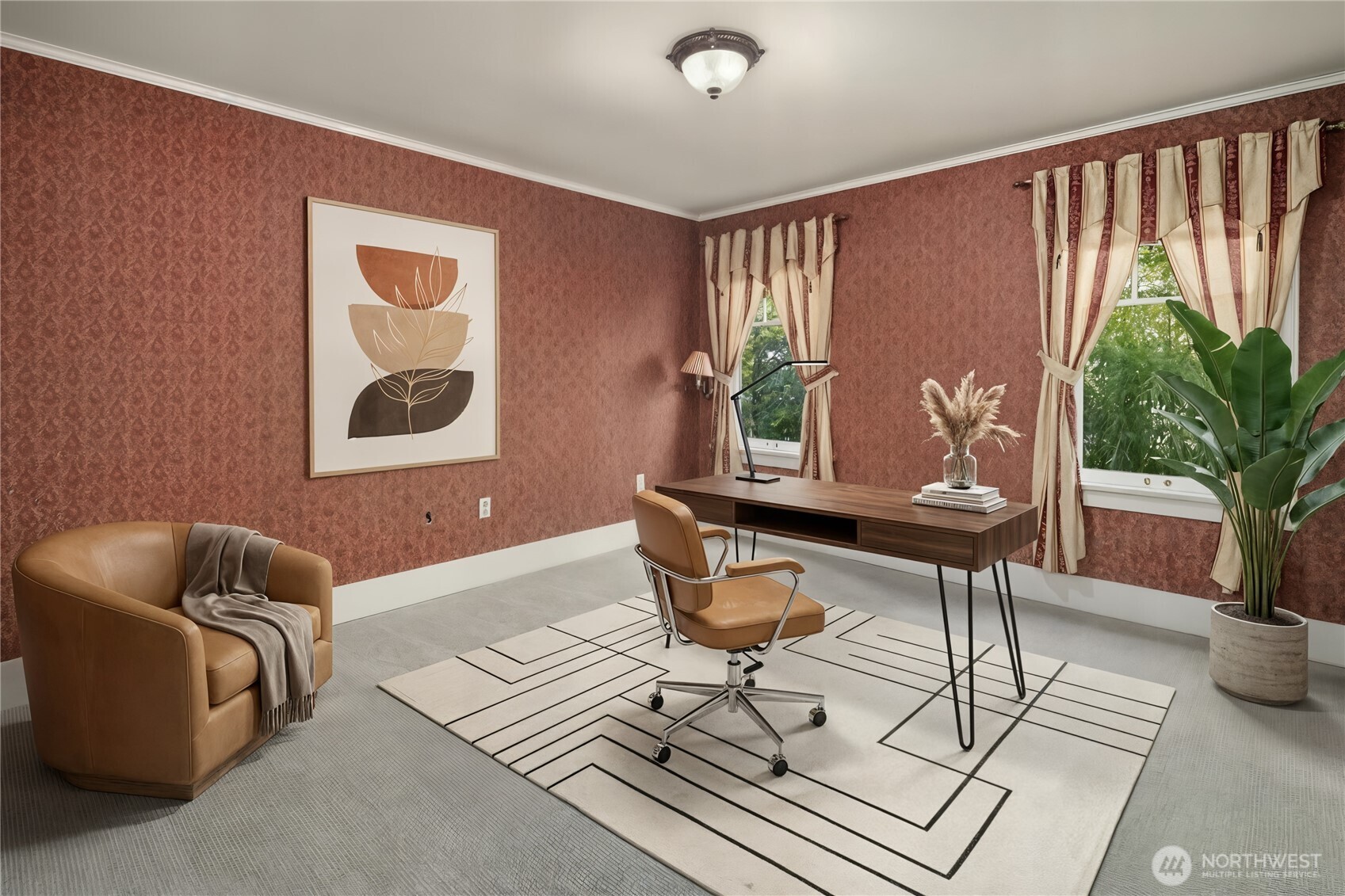 Second room on main floor, set up as office, could also be used as a bedroom.