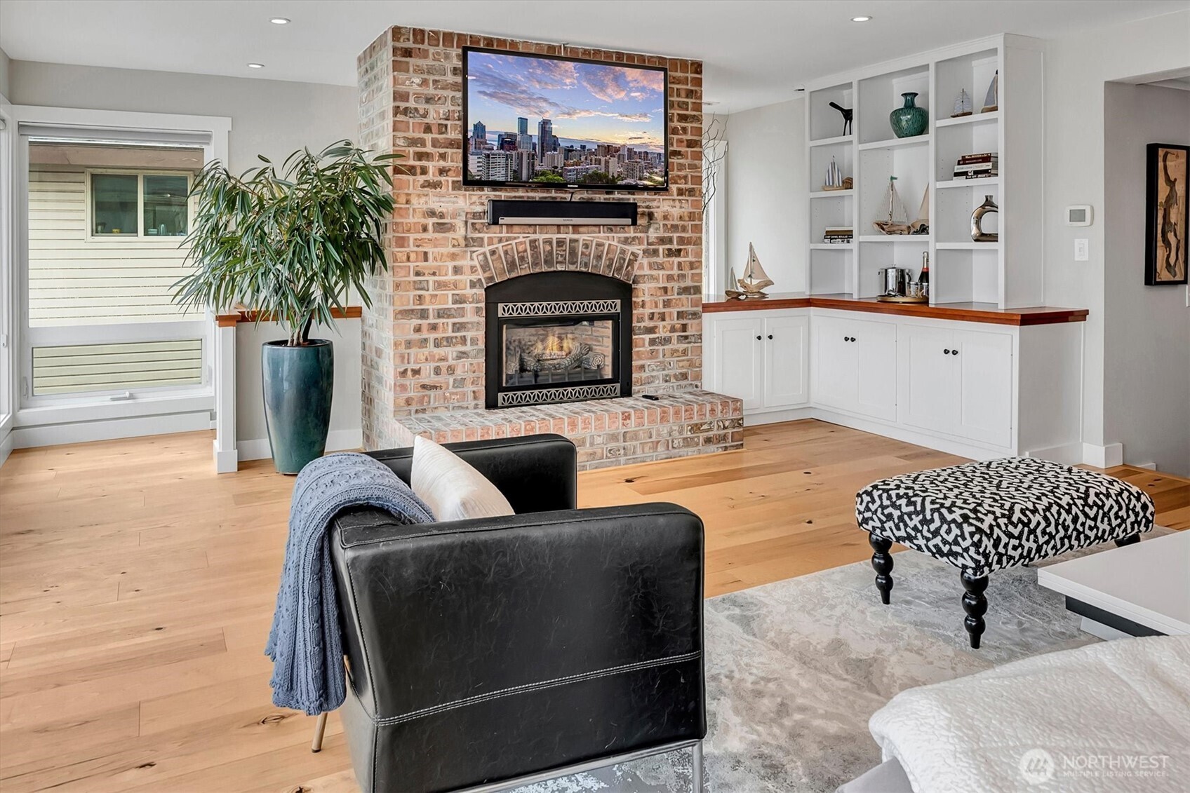 Cozy gas fireplace for cold fall evenings