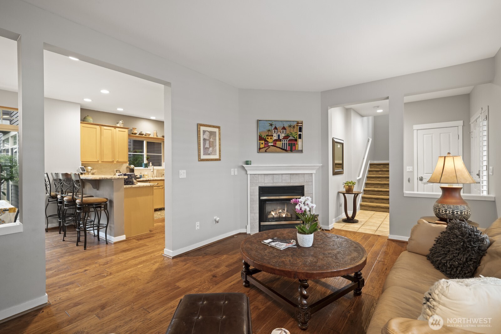 Gas fireplace on remote control.