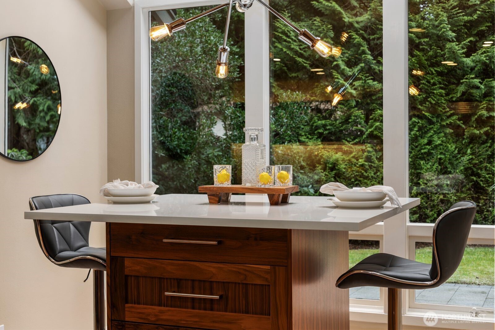Walk-in pantry with stunning pocket door.