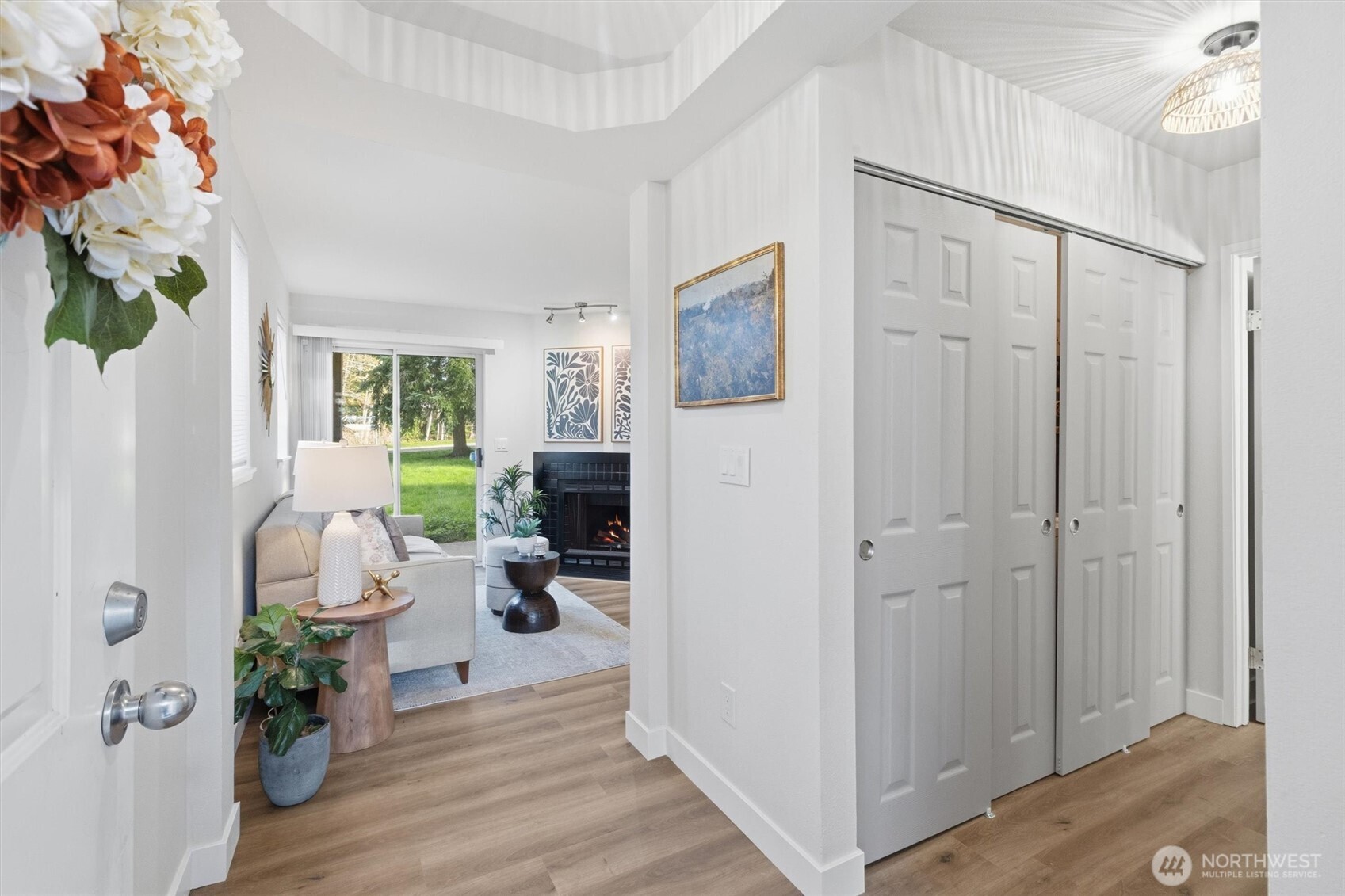 View from the front door into living room