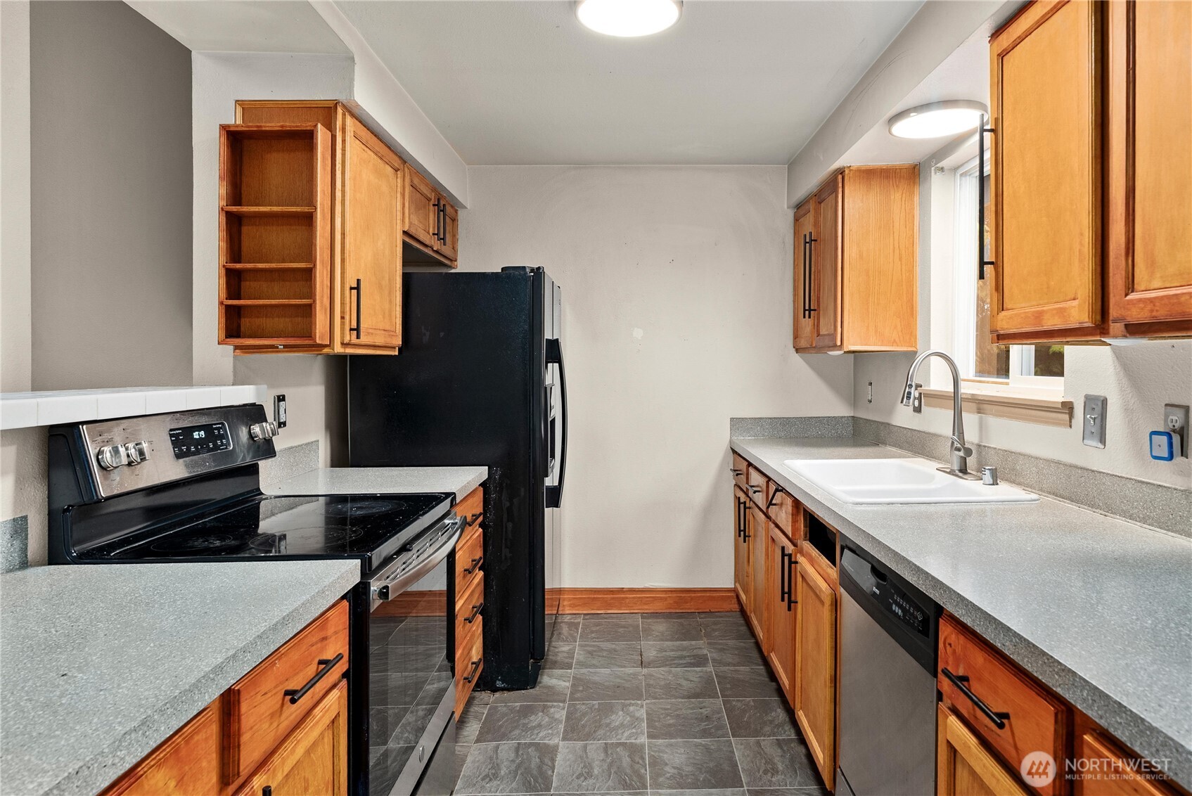 Plenty of counter space and lots of cabinets