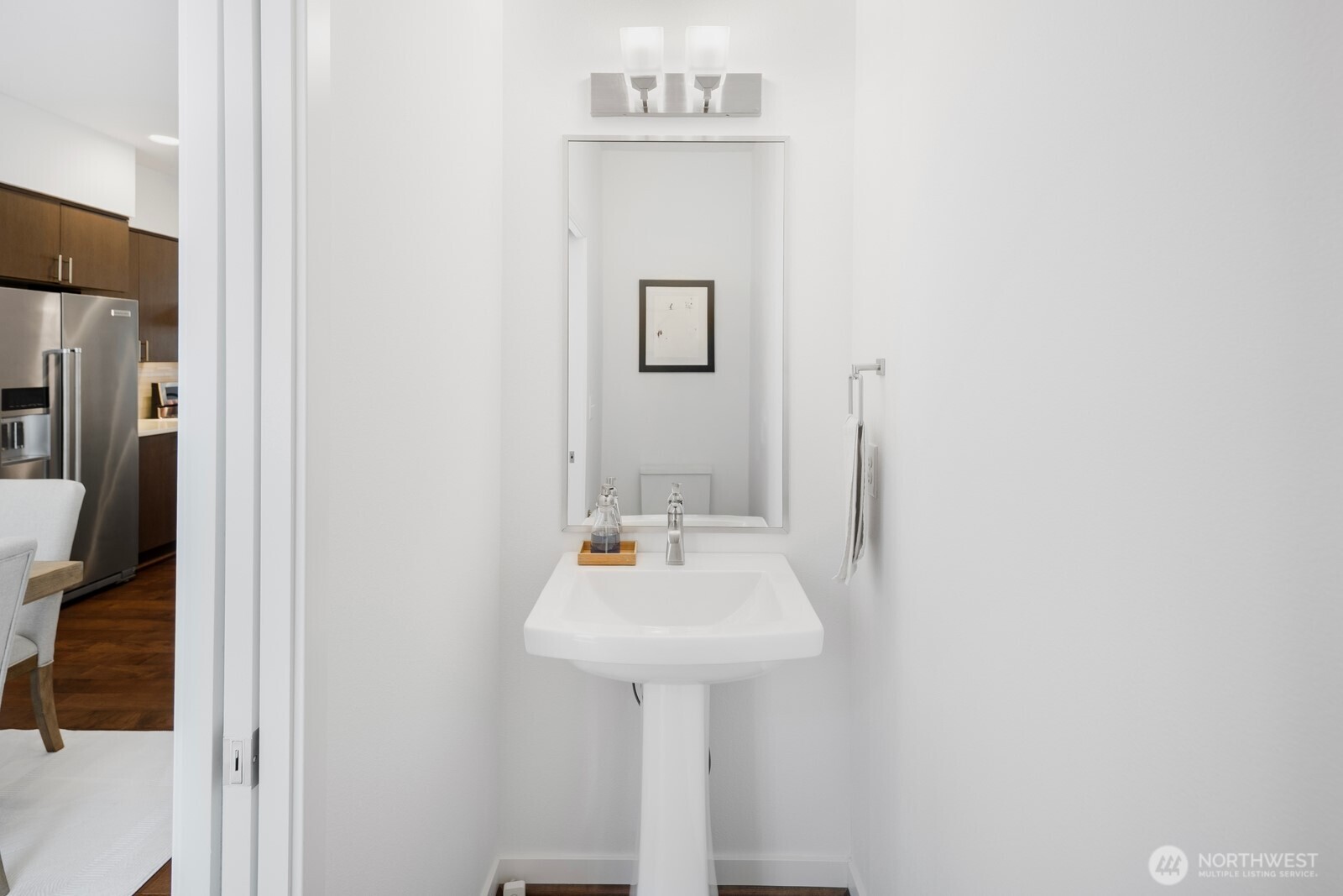 Half-bath located on the main floor, tucked in the corner.