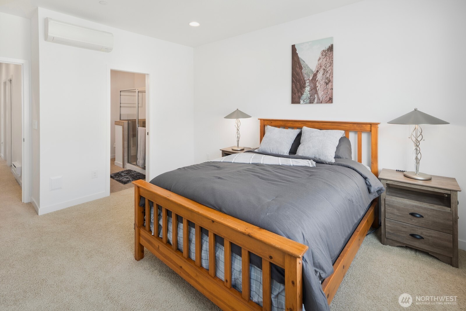 Lots of natural light from large windows fills every room.