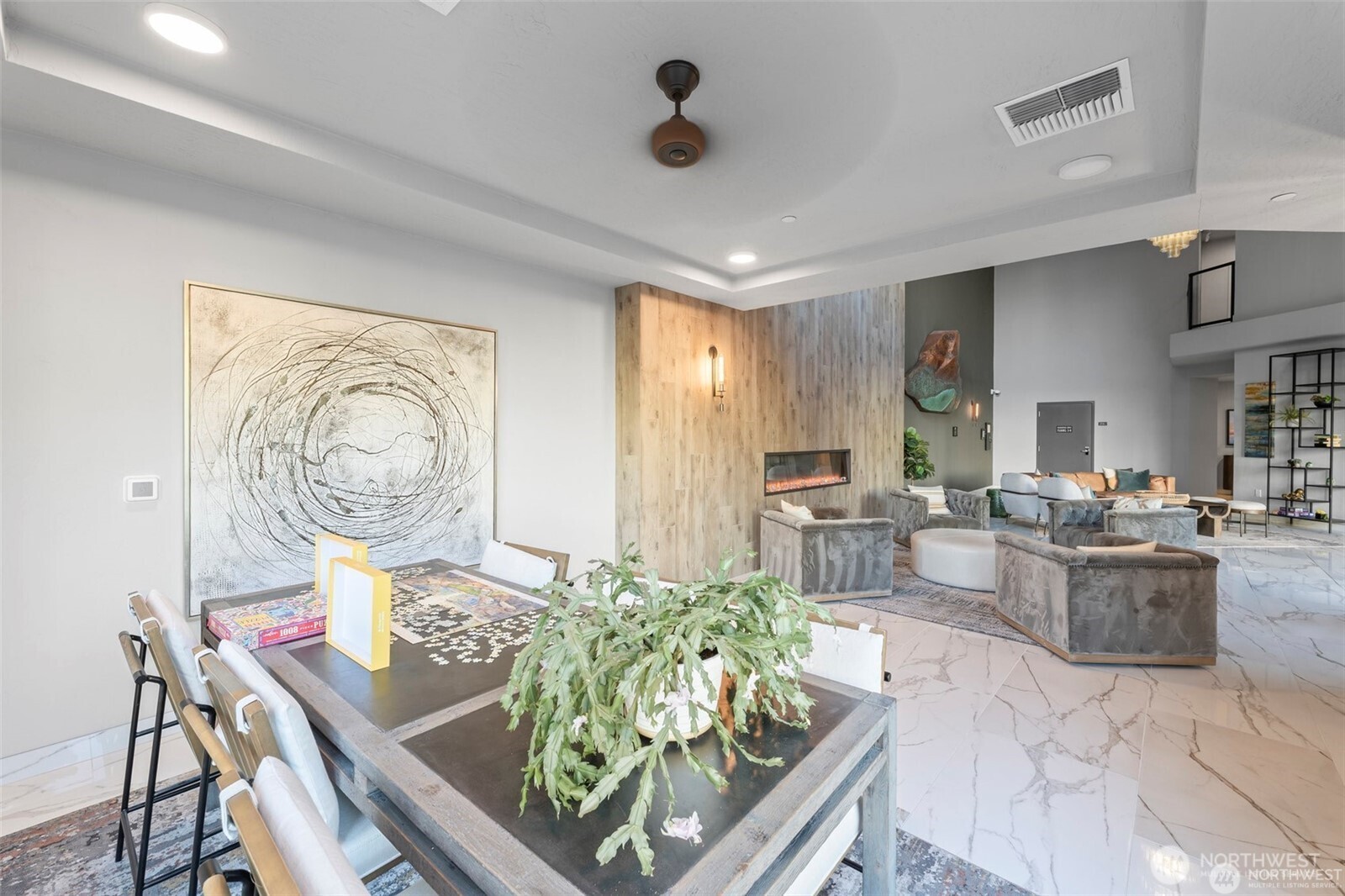 And downstairs there is always a community puzzle to work on, a warm fireplace to chill out next to, and people to chat with!