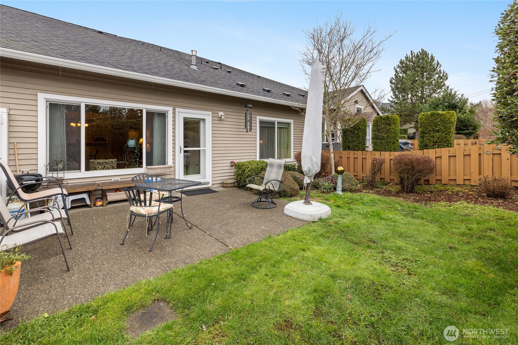 Lovely private patio space that backs to proctected greenspace.