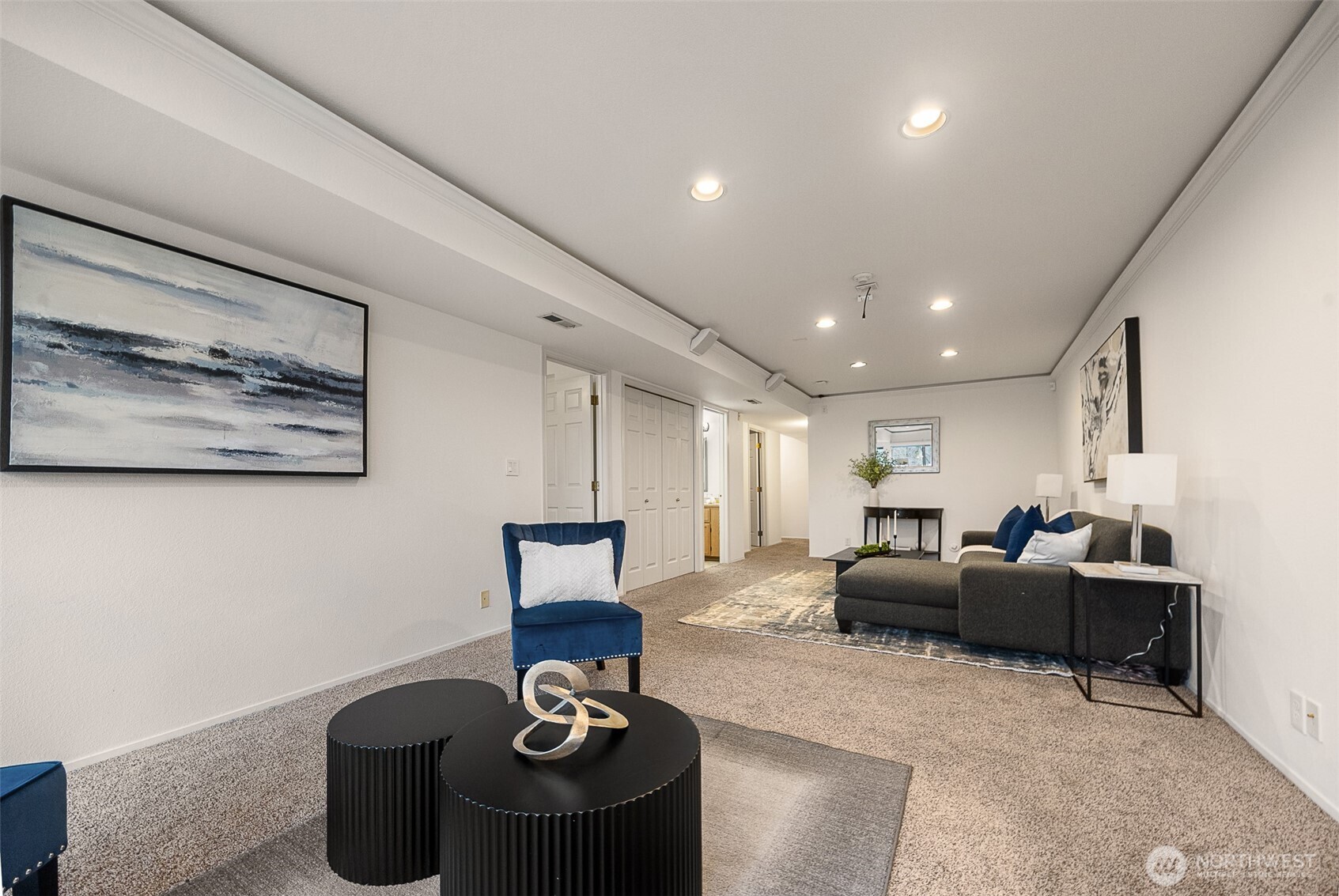 Expansive daylight basement rec/family room