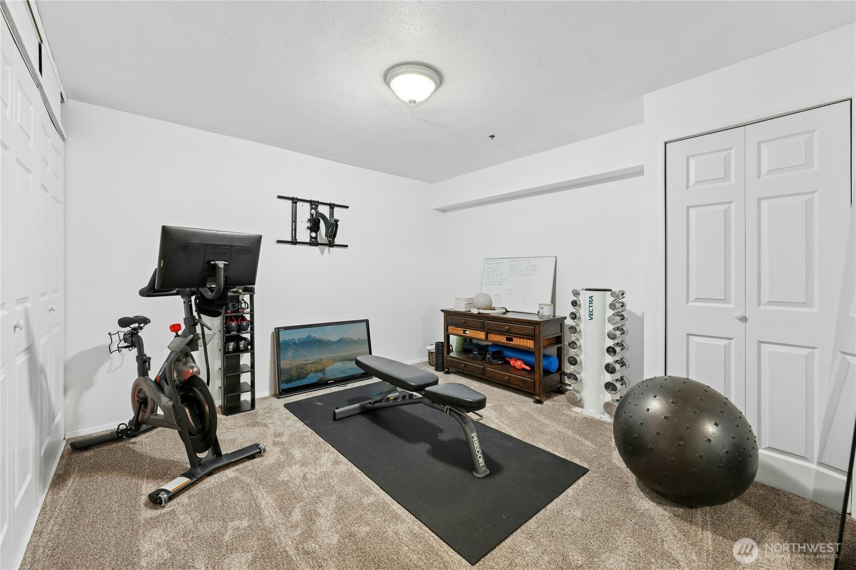 Finished bonus room downstairs currently used as workout room.