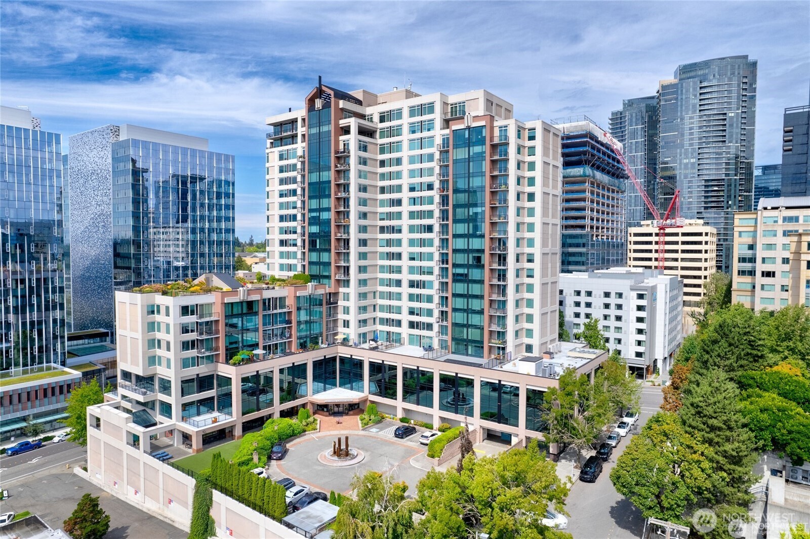High-rise luxury condo living in the heart of downtown Bellevue near parks, offices, and retail.