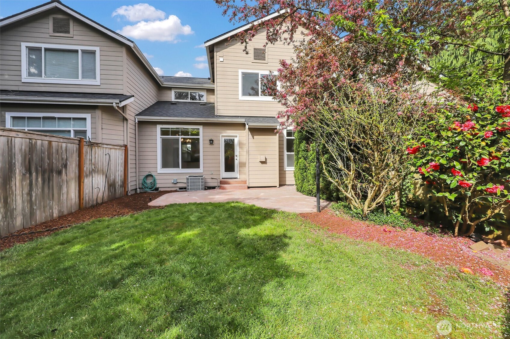 Backyard with mature landscaping