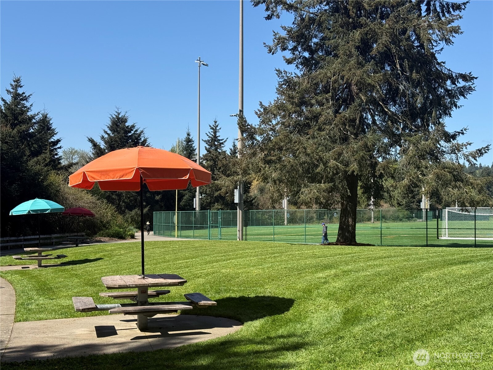 Trails and seating around the park