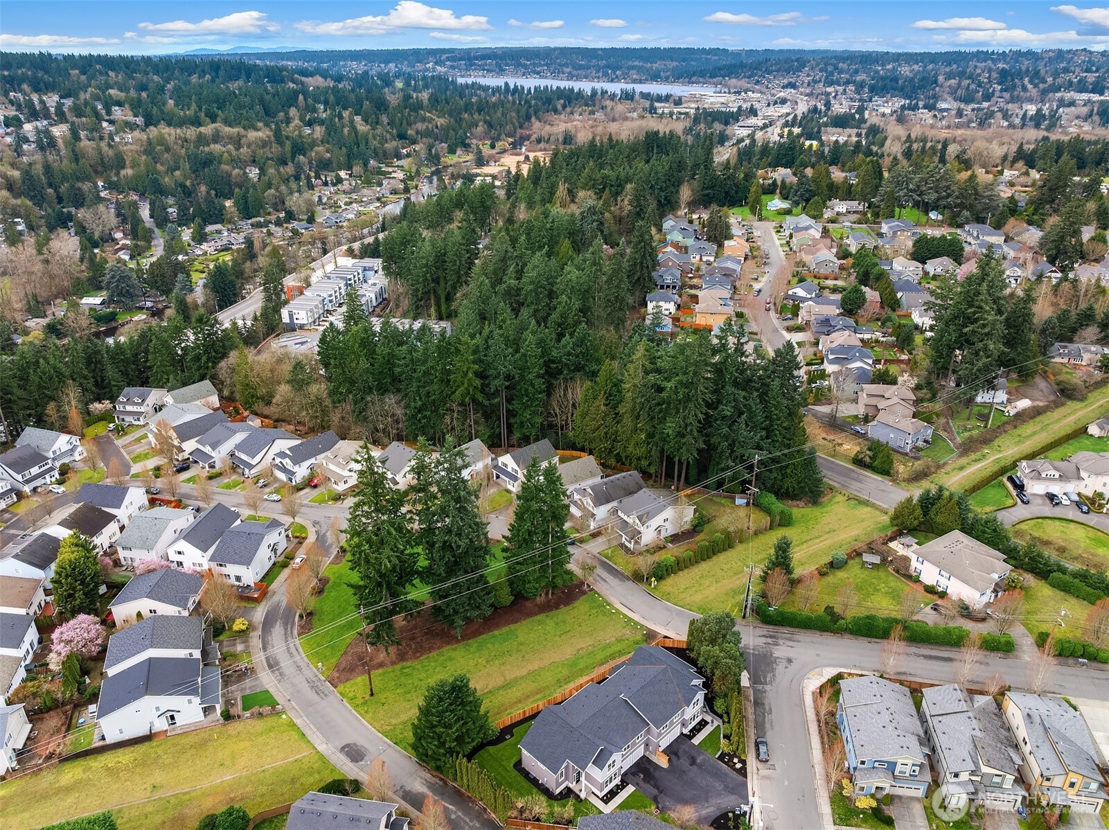 Aerial view looking SE toward Lake Washington and Kenmore