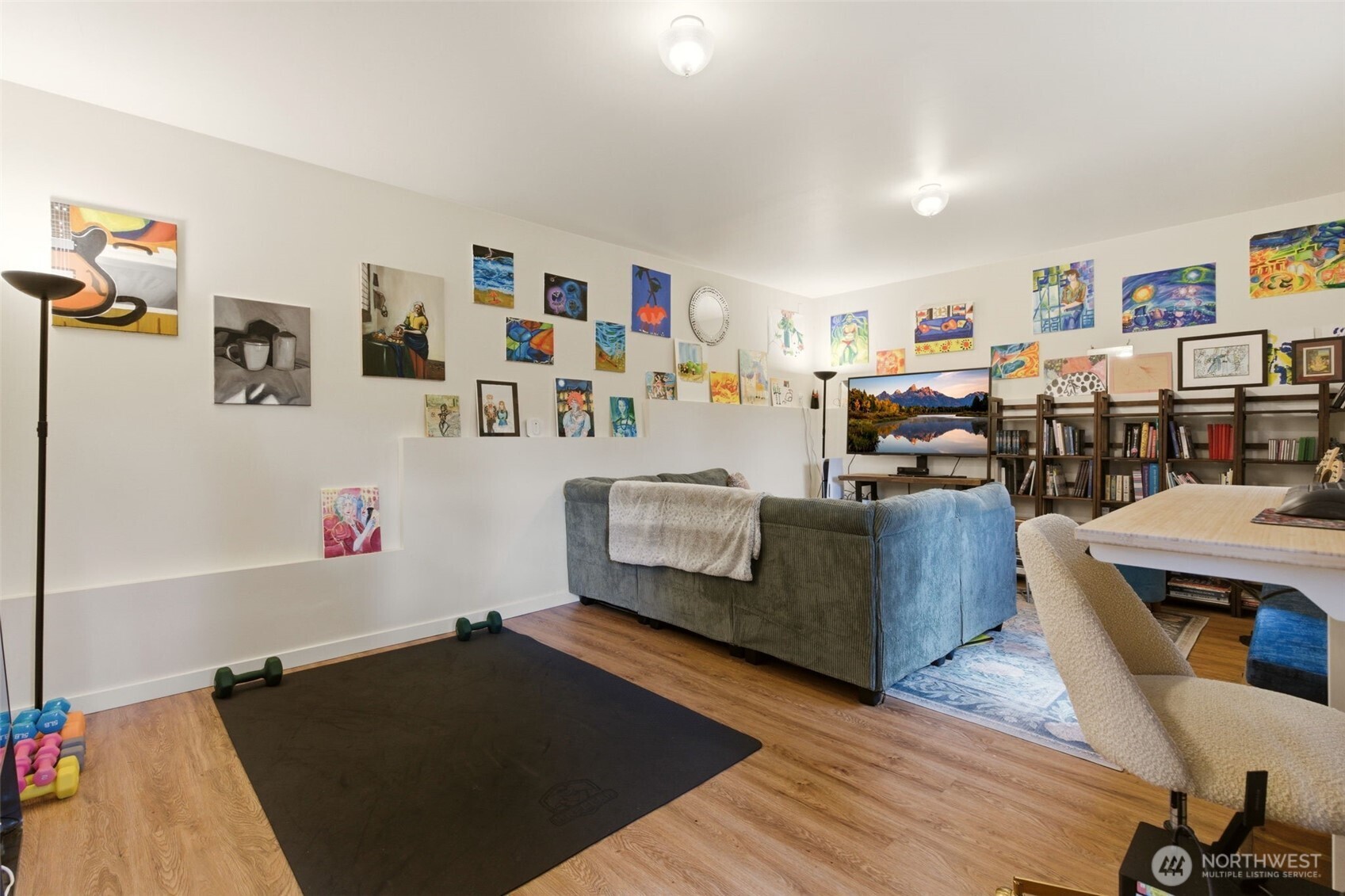 Fully finished and insulated detached garage provides additional space for home office, music studio, work out space, etc