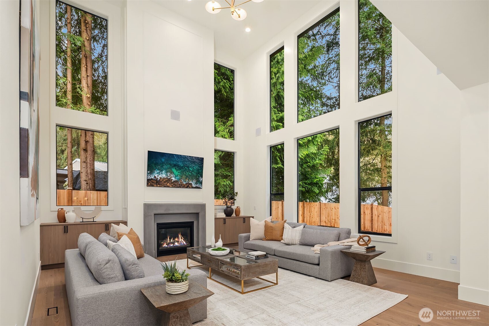 2 story great room that overlooks the private backyard