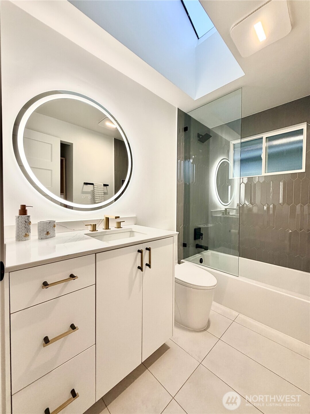 Updated bathroom with skylight