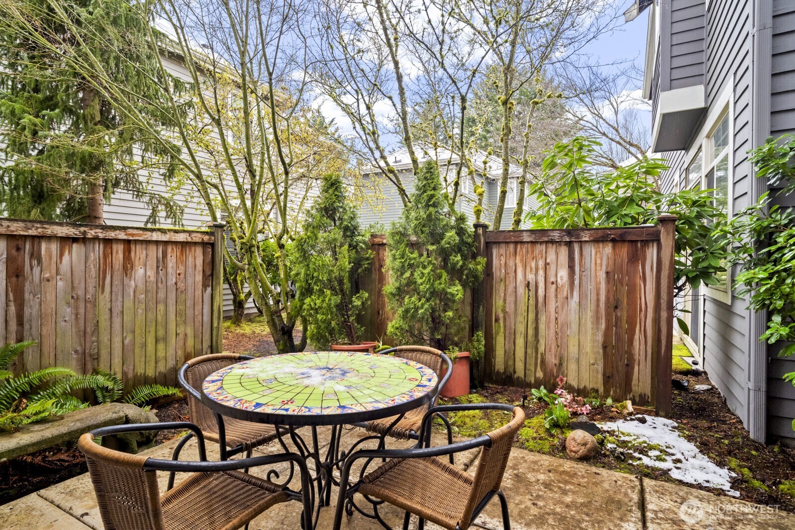 Private hardscaped backyard.