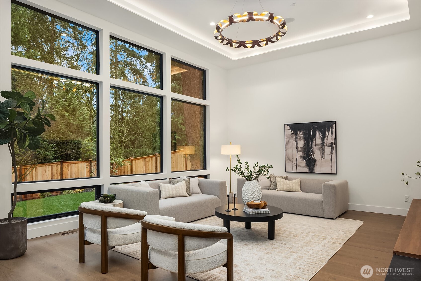 The main living room features 13' ceilings!