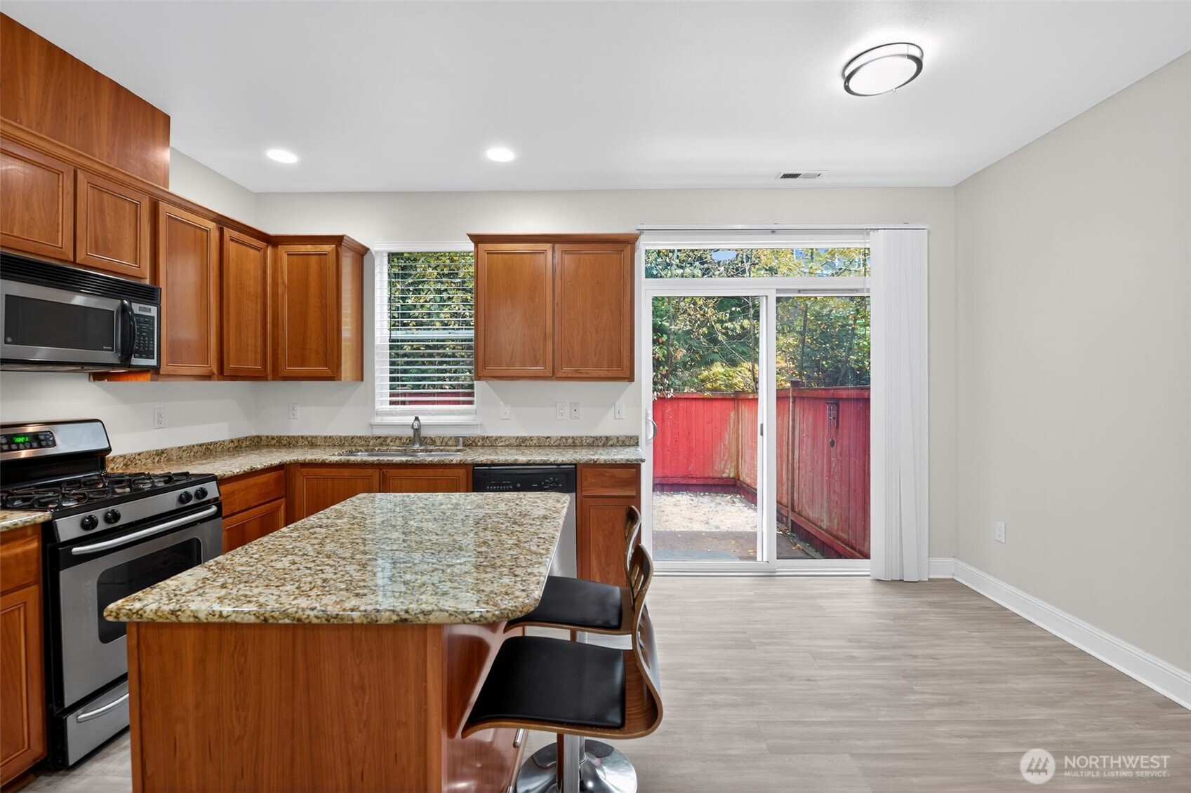 Dining space with access to backyard