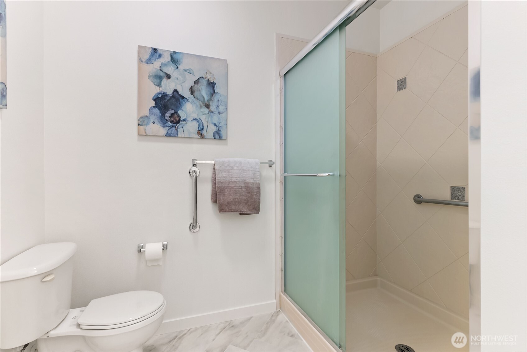 Bath Fitter shower with easy access handles