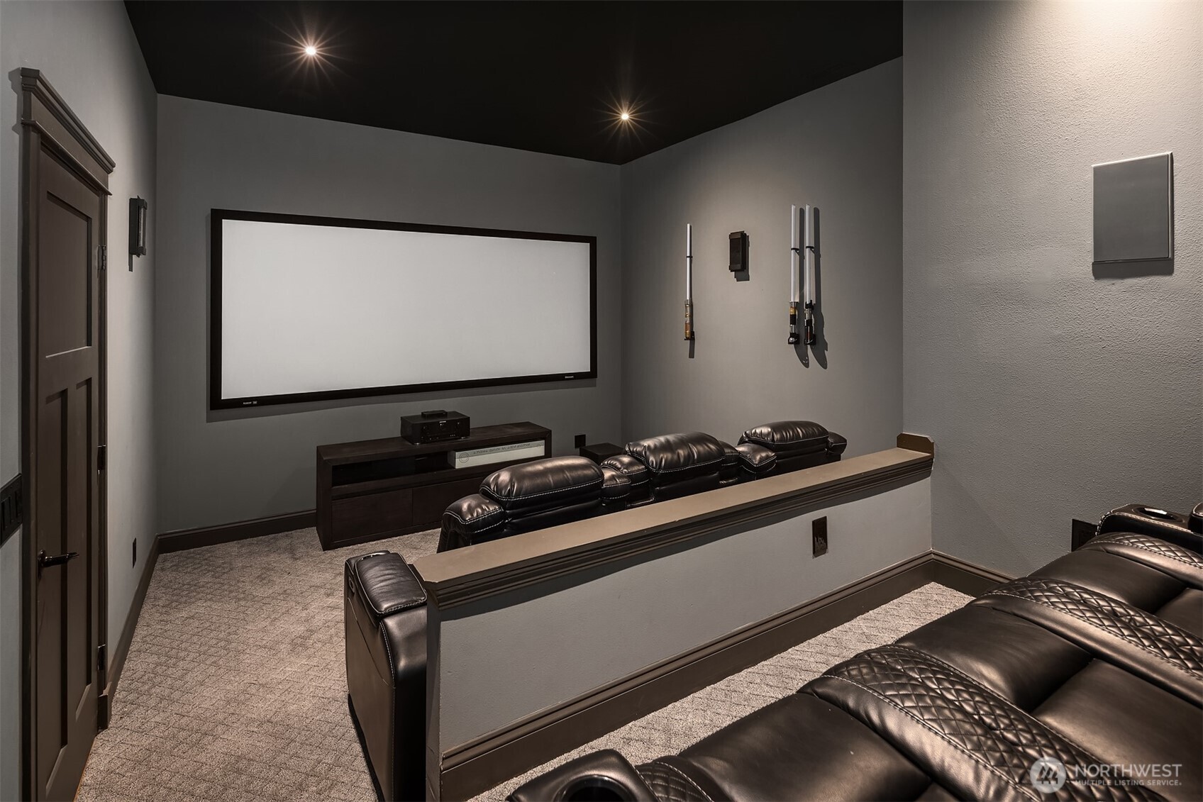 Home theater with stadum seating included