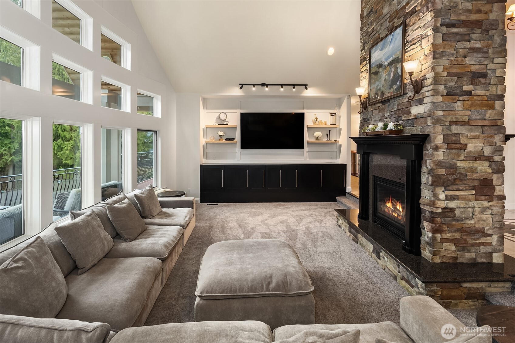 Grand double sided fire place.