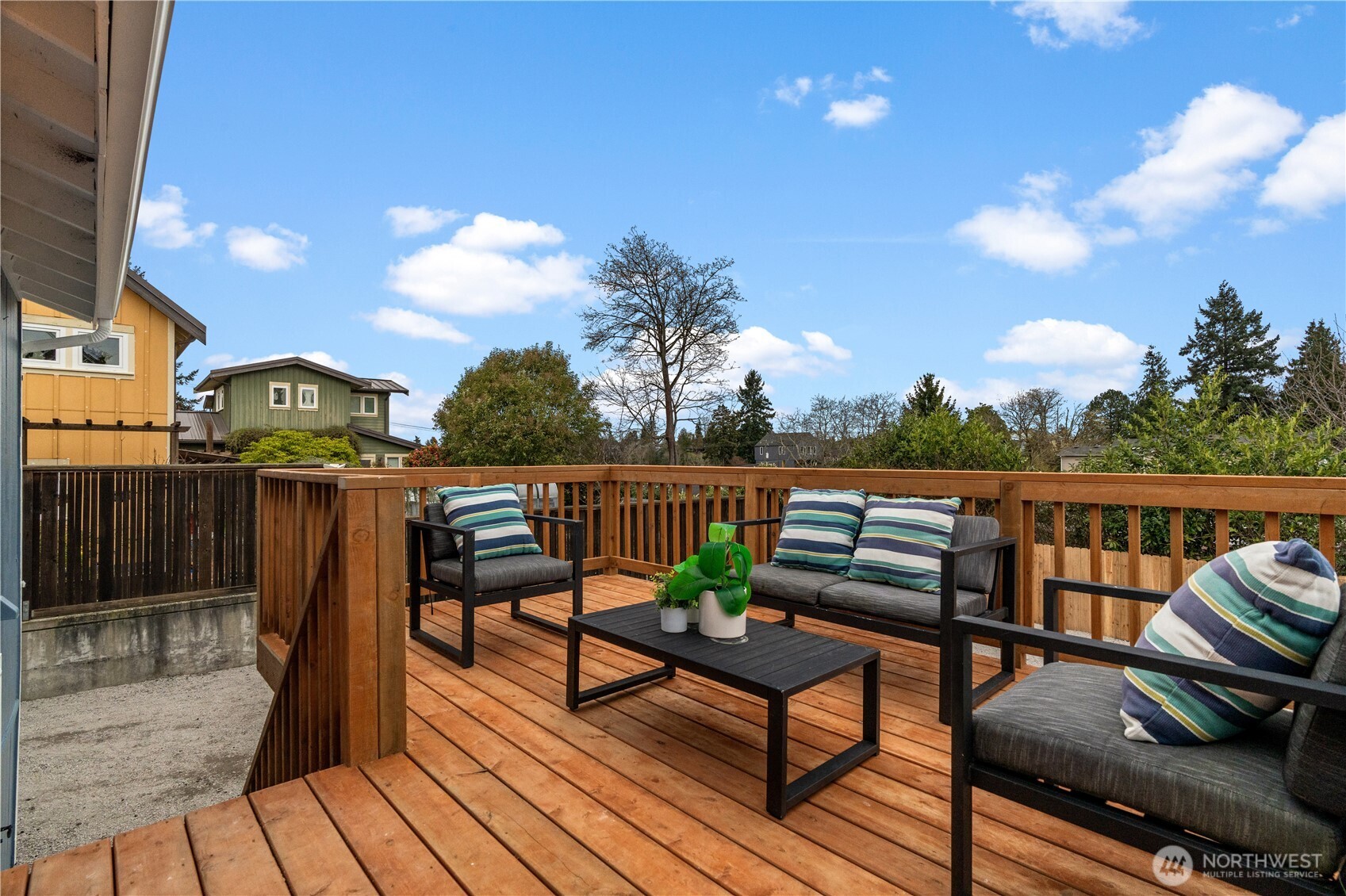 Deck leading to basement entry