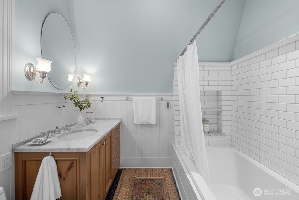 Primary bath with a soaking tub