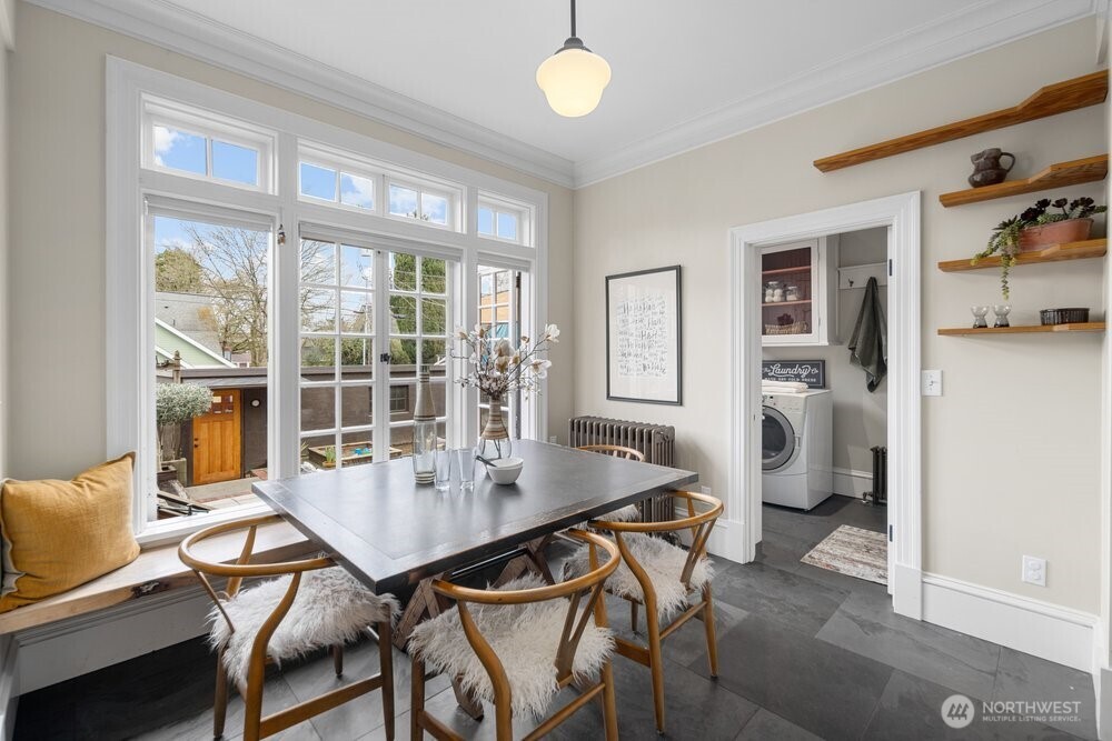 Custom dining space overlooking the gorgeous backyard