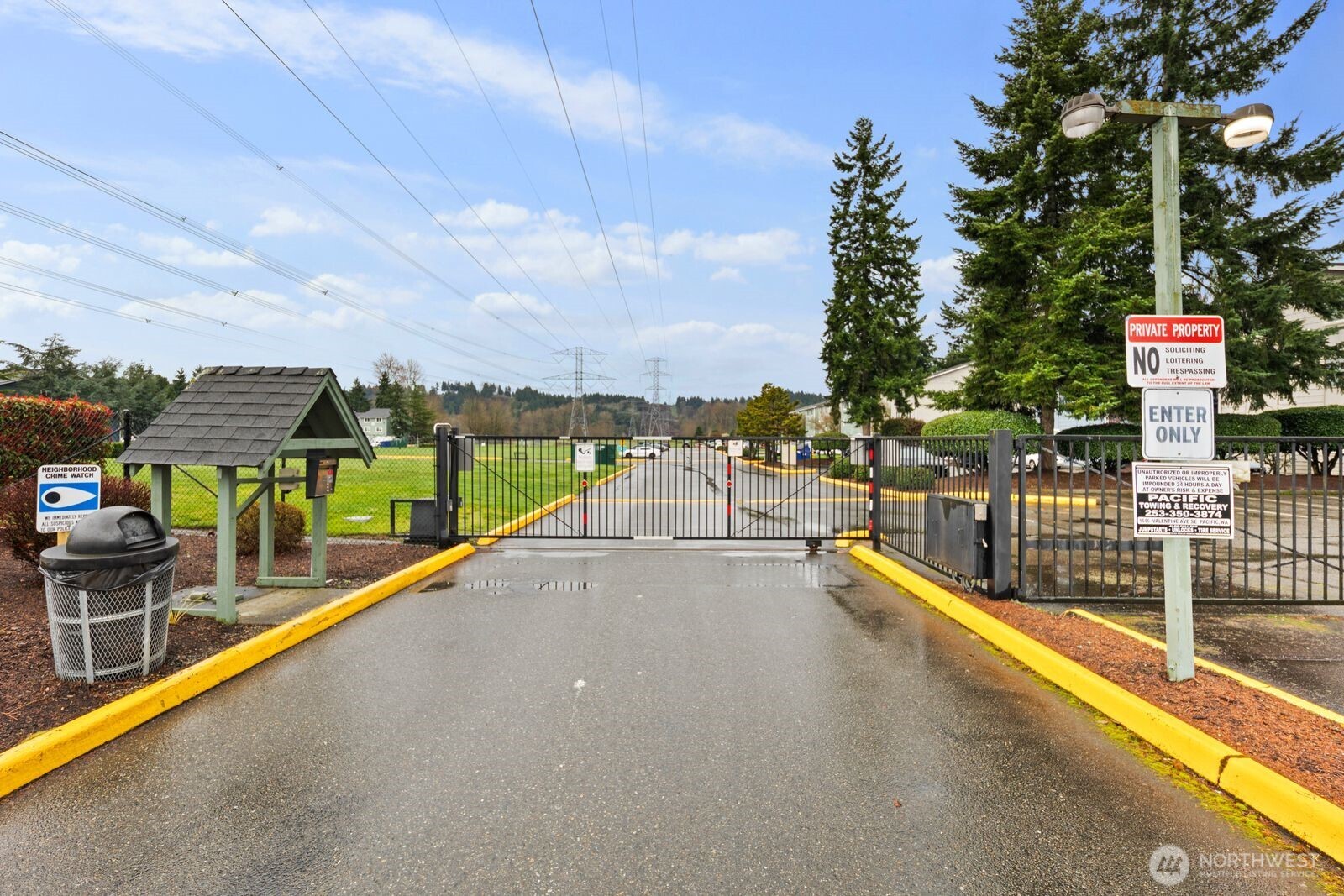 Enter through the gate and take the first left turn