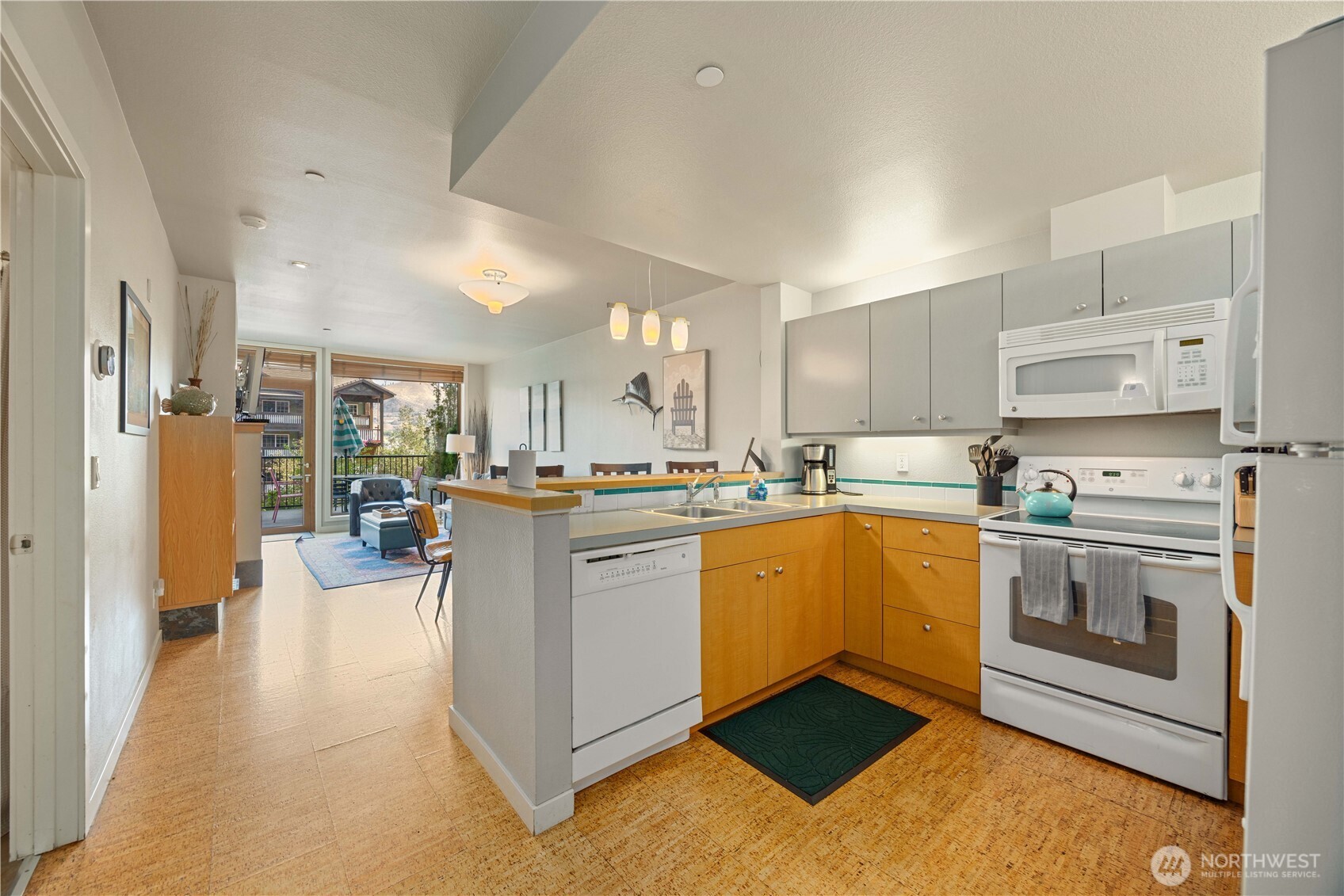 Open kitchenwith plenty of cabinetry