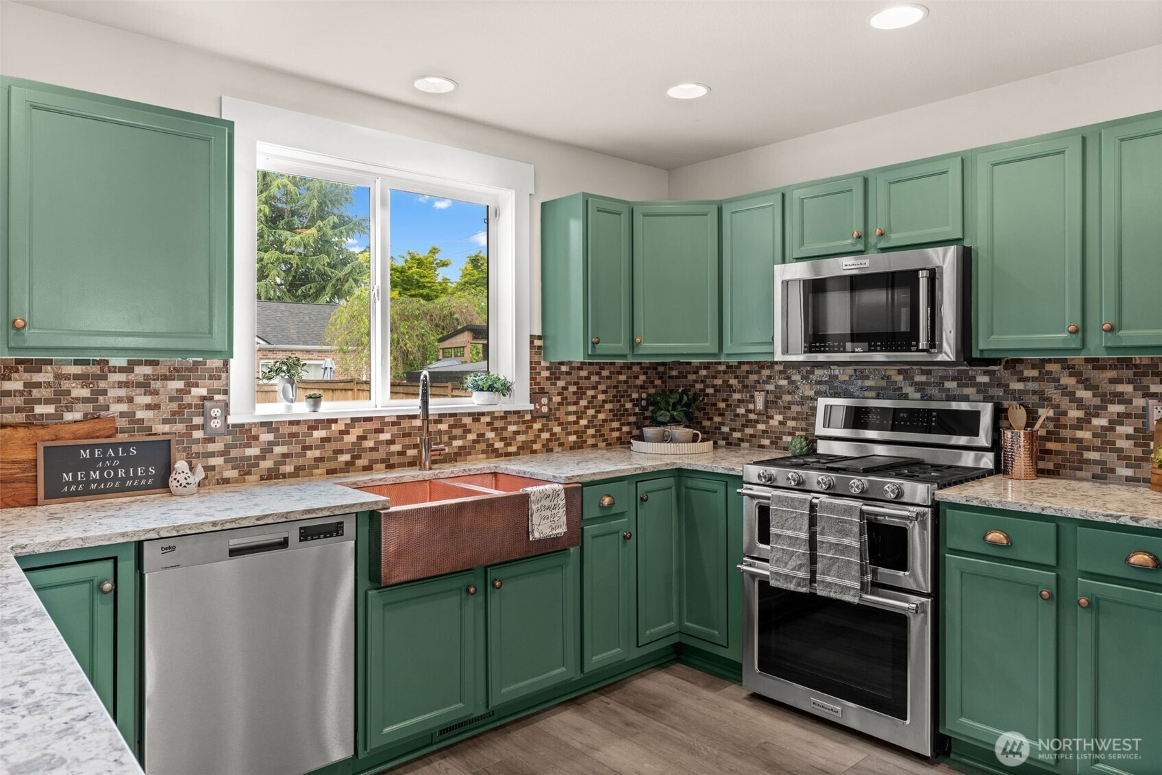 Freshly painted cabinets