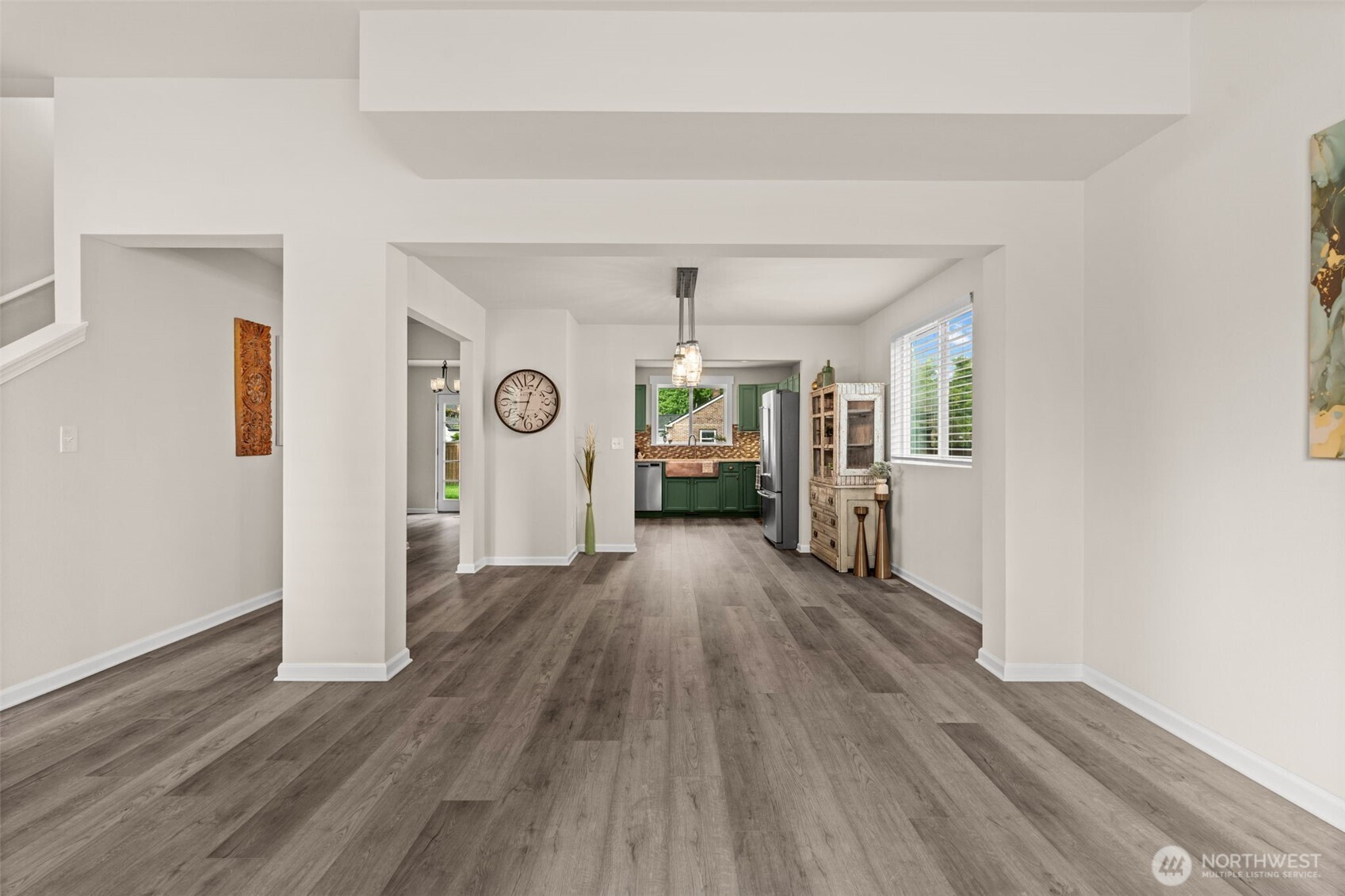 Family room and dining room blend together for entertaining