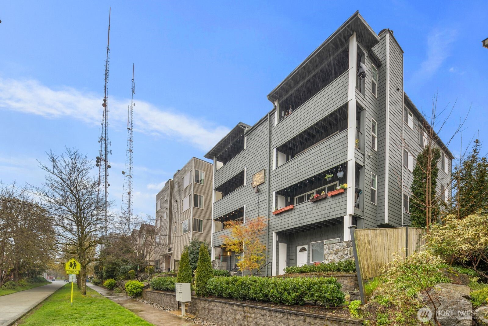 Front elevation looking south