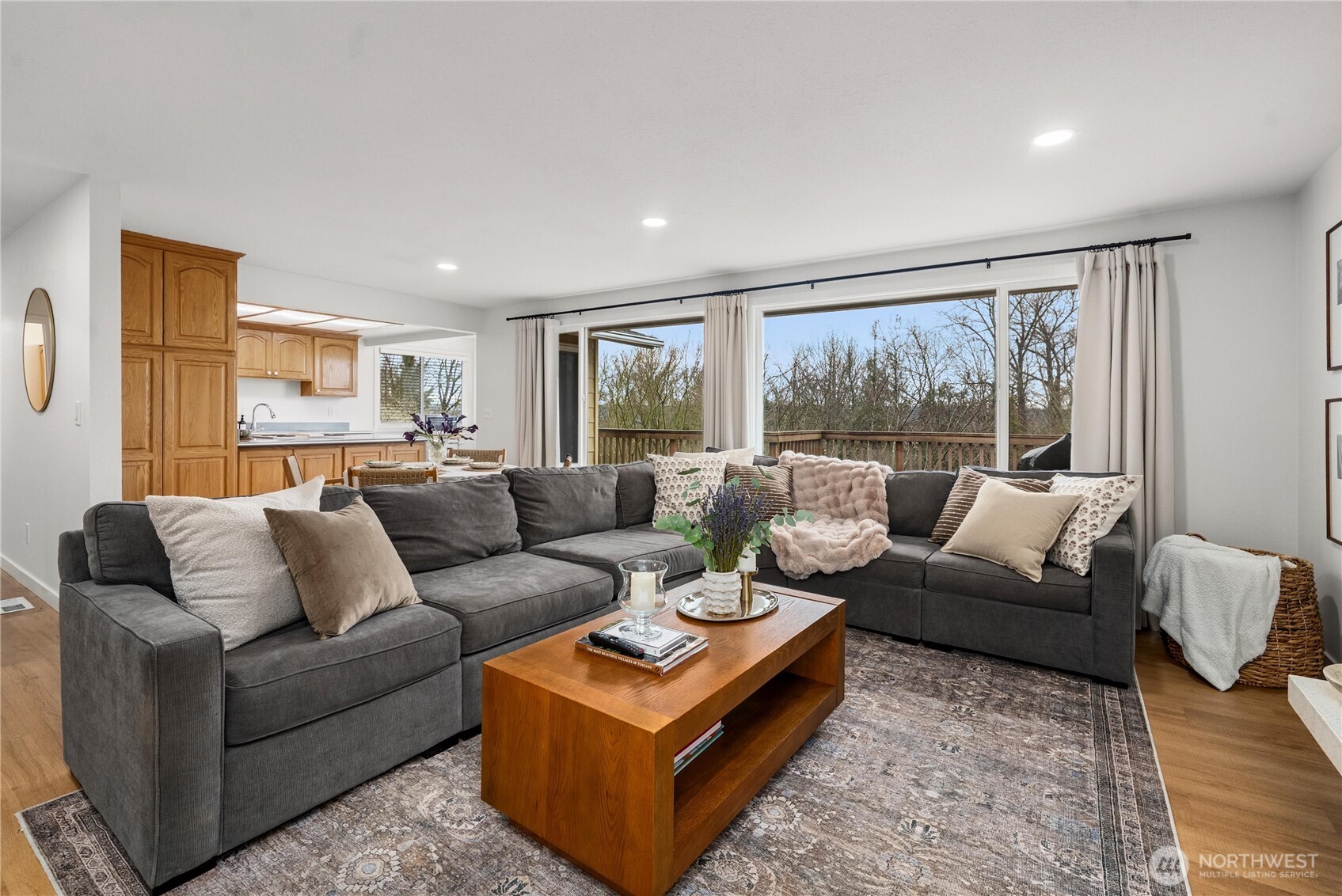 The primary bedroom showcases the new Shaker Solid Core doors that were installed throughout the main floor.