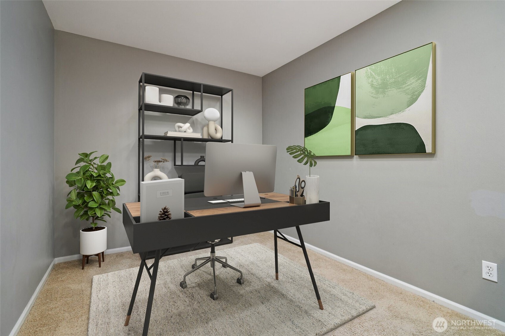 Virtual Staged - spacious loft perfect for your home office!