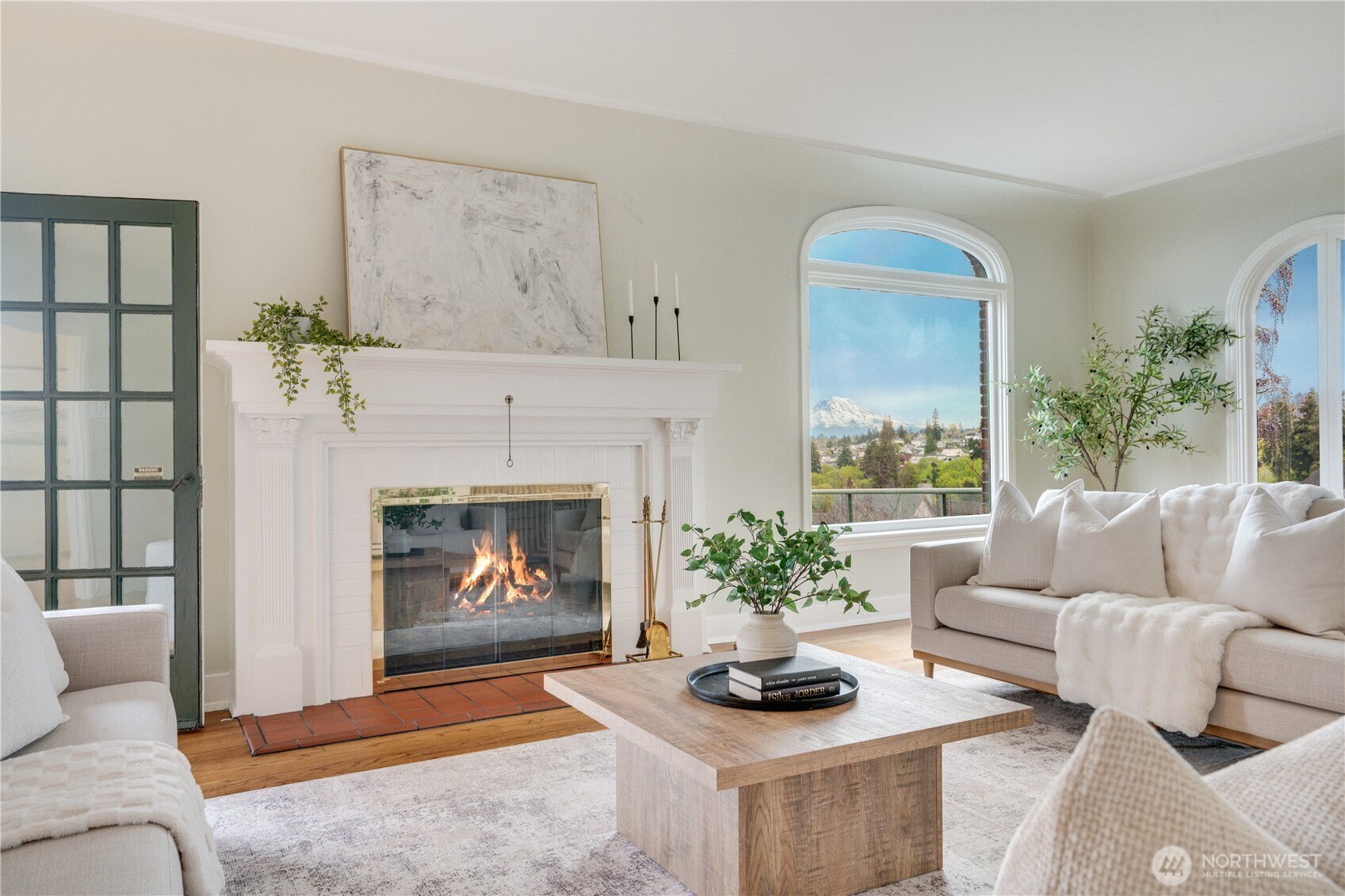 The fireplace has been the heart of this room for a century.