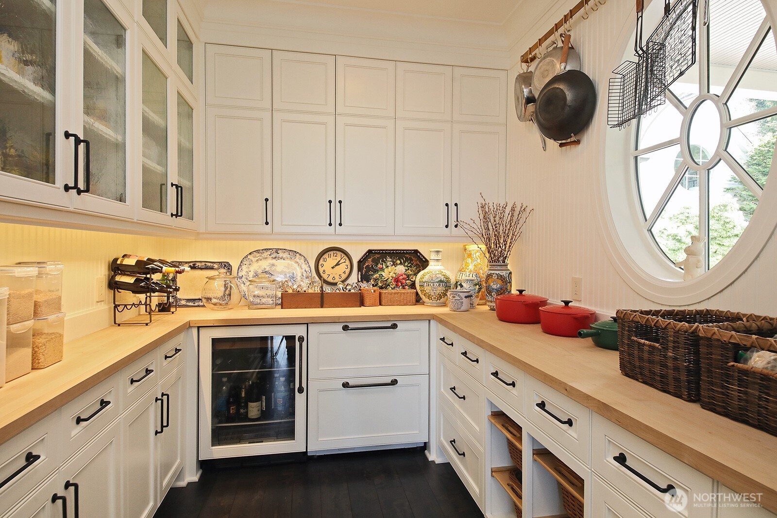 Plenty of storage as well as a beverage refrigerator in the pantry.