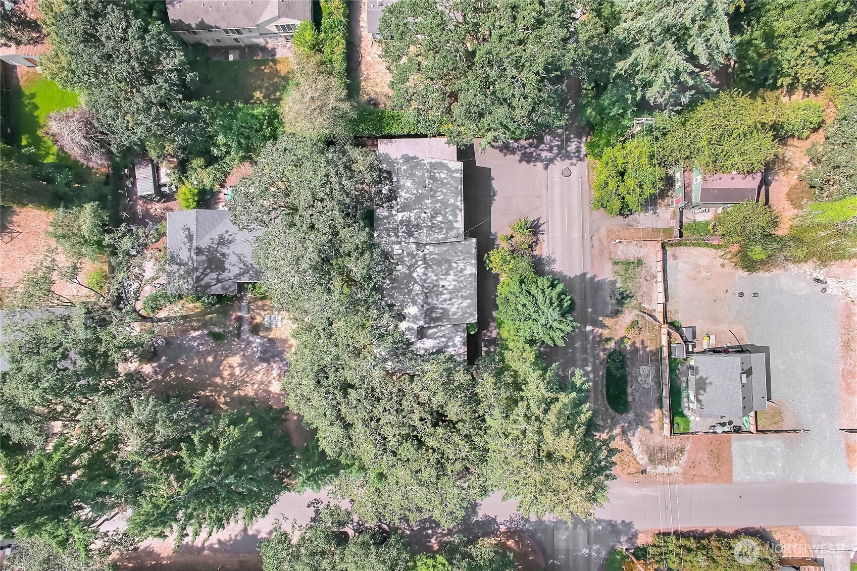 Large private corner lot.