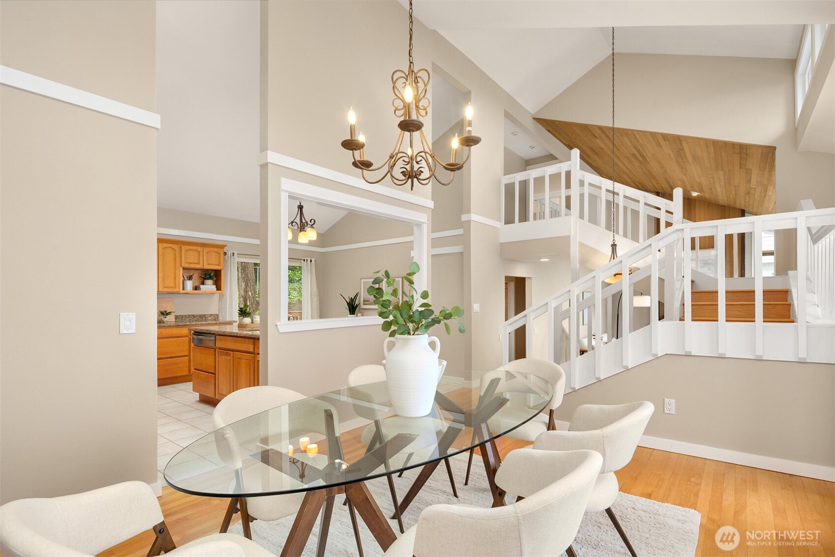 Warm and inviting living room space looking out to the lake view.