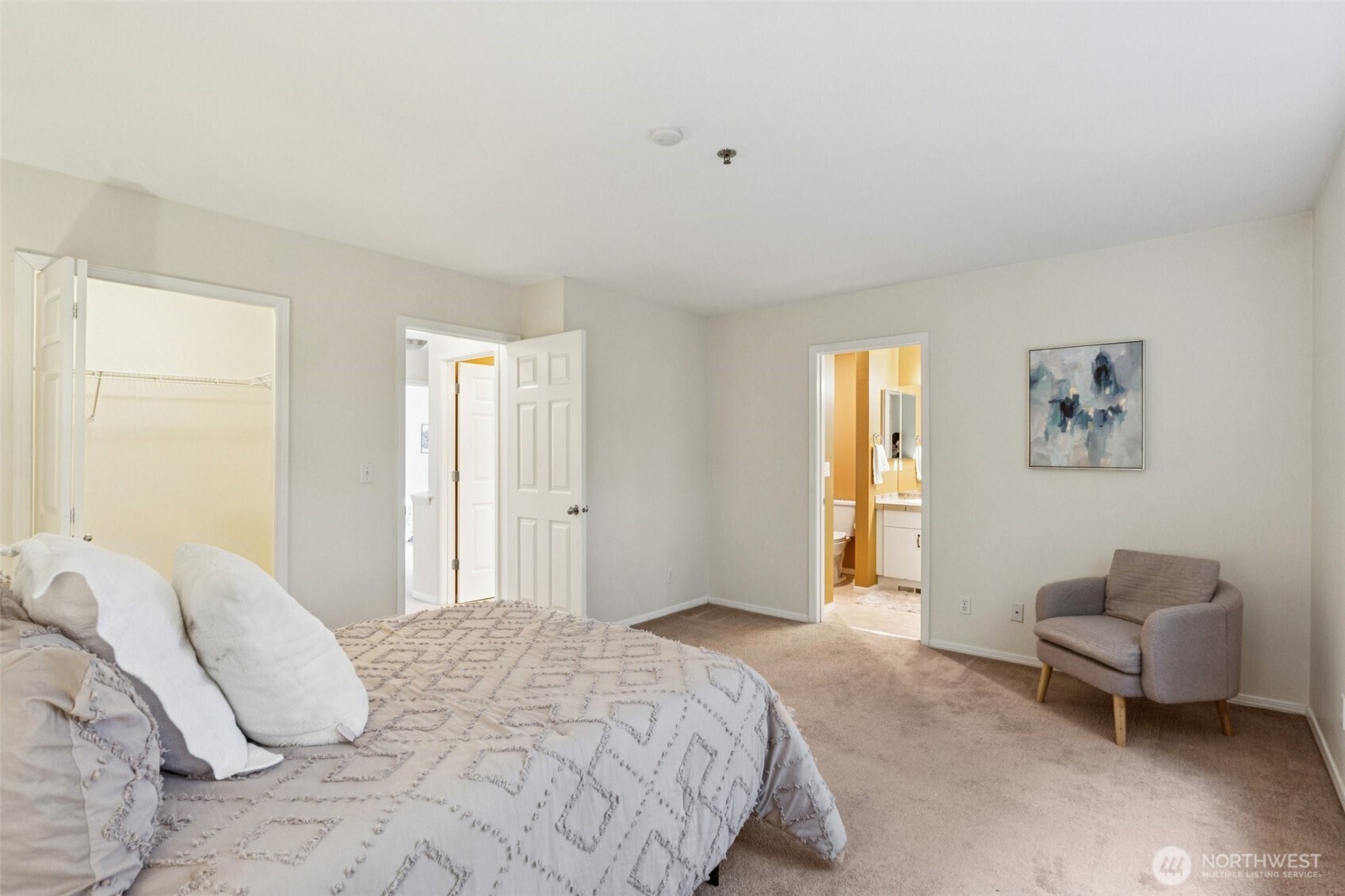 Spacious master bedroom with walk in closet and a private bath.