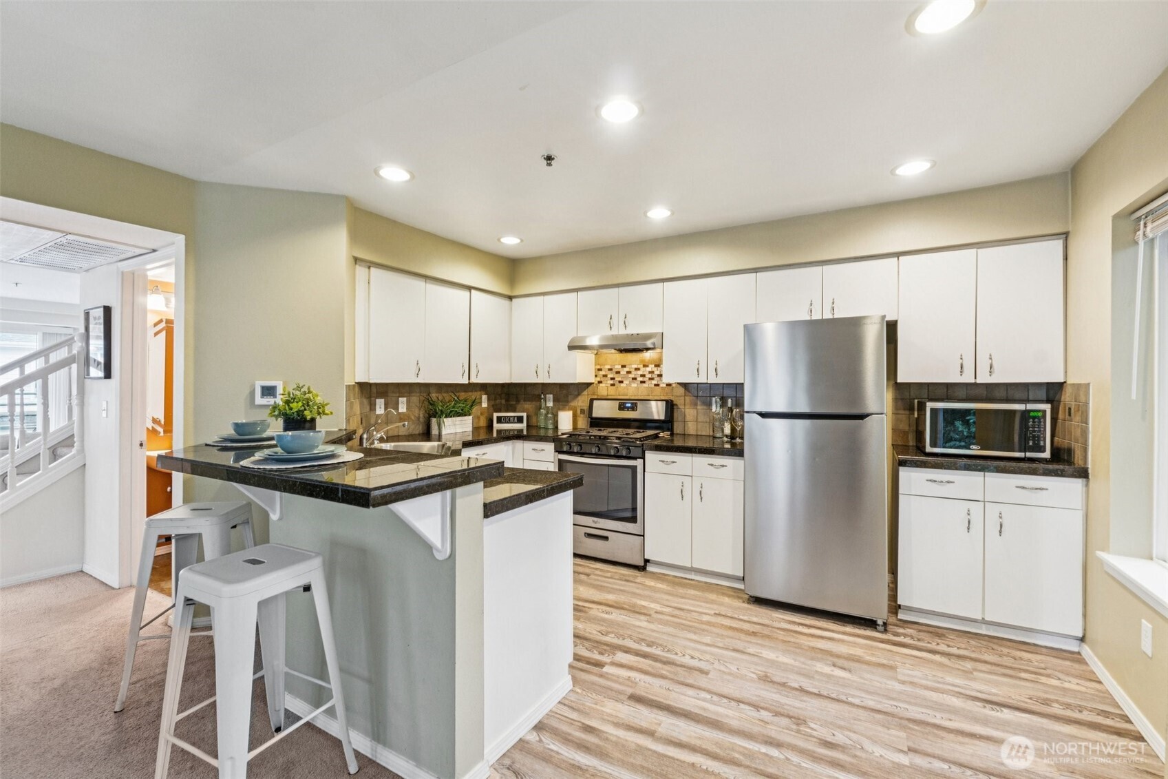 Great flow from the kitchen to the family room with eating space.